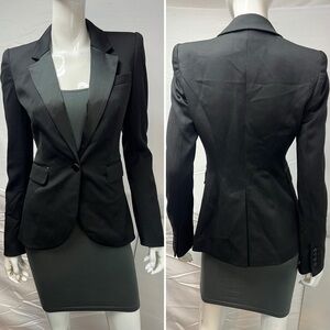 Rachel Zoe Women’s 4 Black Wool Satin Collar Tuxedo Blazer Jacket